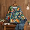 ZANZEA Women Casual Round Neck 3/4 Sleeve Loose Print Blouse
