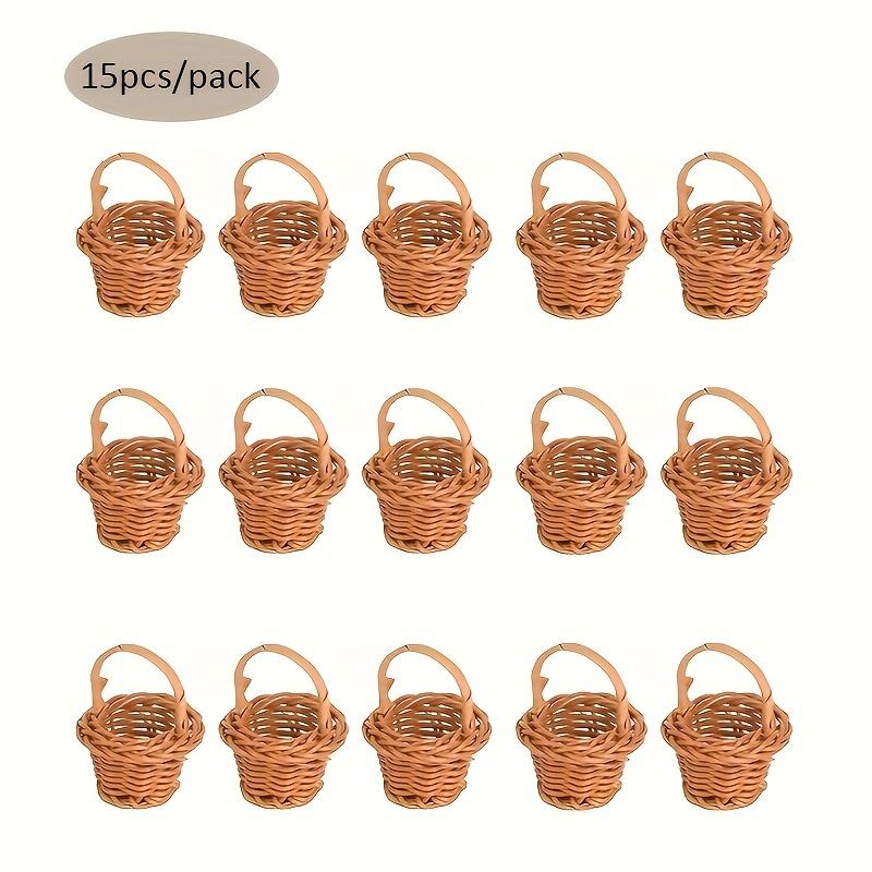 

15/20pcs Mini Decoration Baskets Set Imitation Rattan Woven with Handles Miniature Plastic Woven Basket Photo Props Small Basket