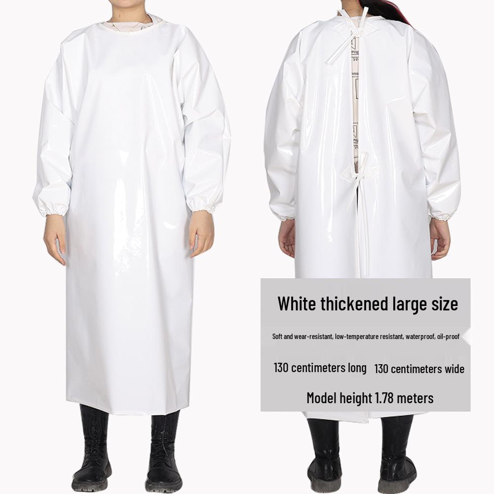 Livsmedelsgodkänd TPU Vattentät och Oljebeständig Syrabeständig Arbetsförkläde med Lång Ärm för Slakteri