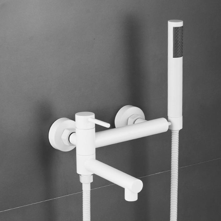 Bathtub Faucet Shower Bathroom with Swivel Tub Spout and Handhold Shower Brass Wall Mounted Hot Cold Water Mixer Bath Tap