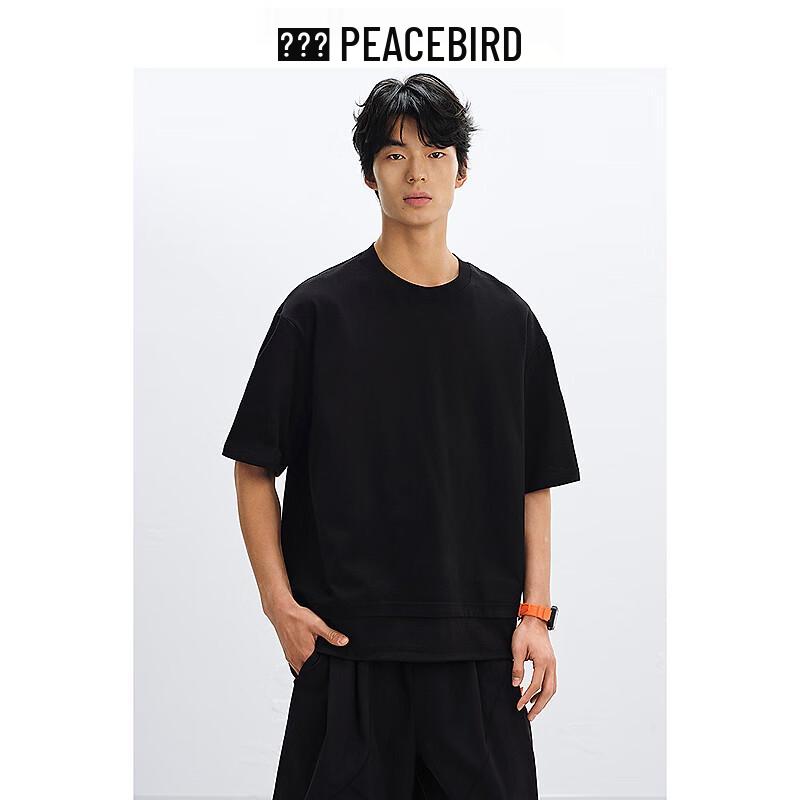 PEACEBIRD Men s Spliced Embroidered Short-Sleeve T-Shirt XL