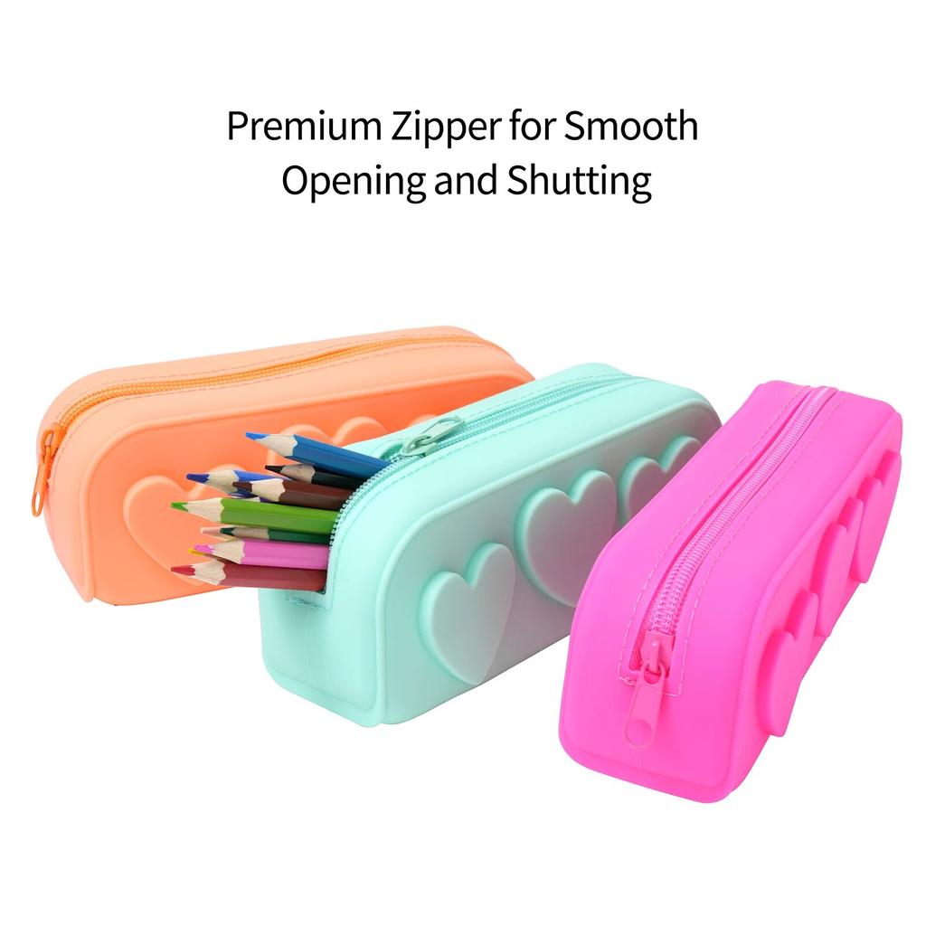 Sacchetti Zip in Silicone Riutilizzabili a Forma di Cuore Sacchetto in Silicone Borsa Cosmetica Portatile Astuccio per Pennelli da Trucco per Donne