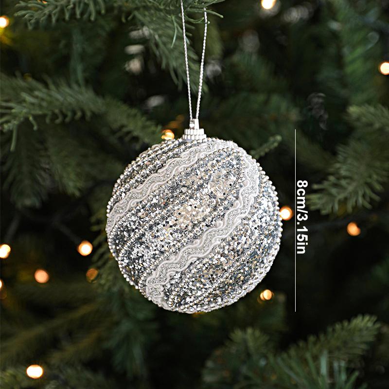 Luxury Silver Shining Christmas Tree Pendant & Drop Ornament Foamed Plastic  Christmas Ball Ornaments Home New Year Decoration