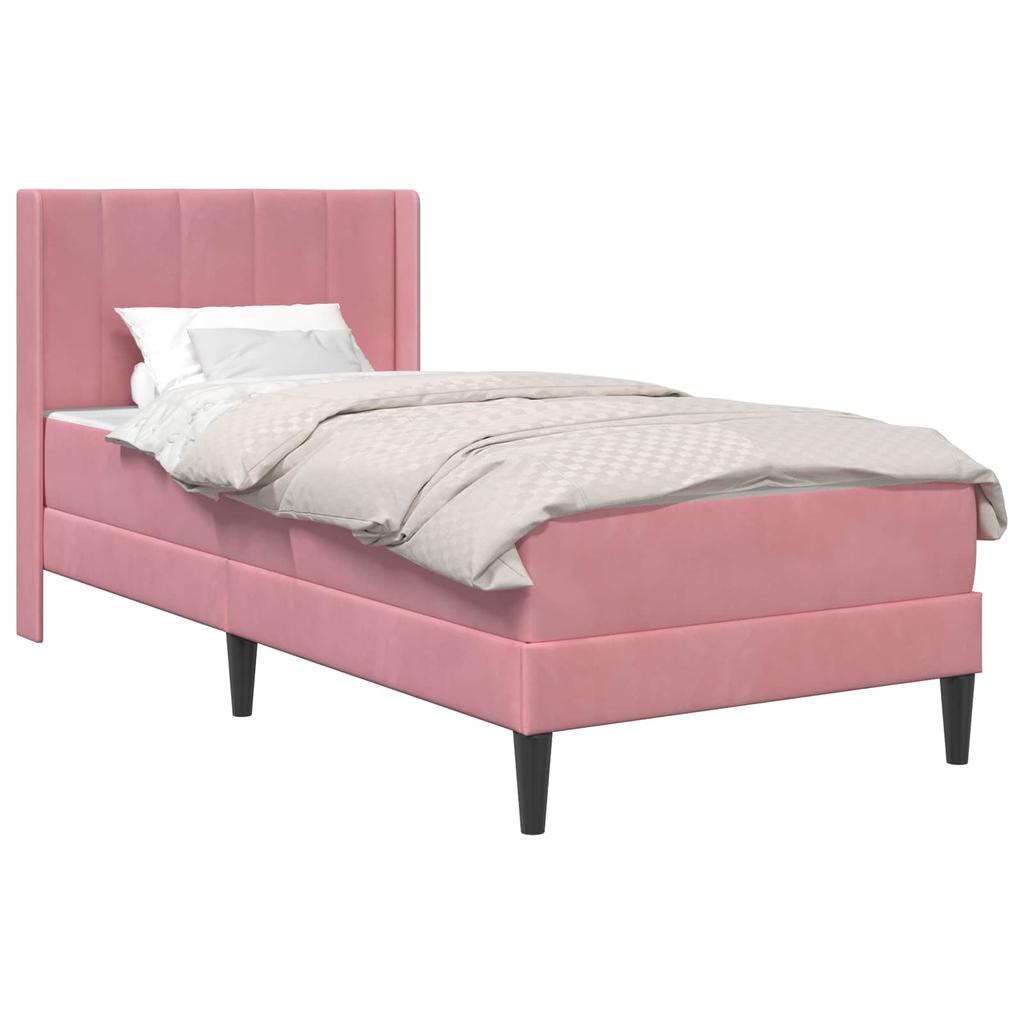 Bed Frame with Mattress and Headboard Pink 80 x 200 cm Velvet