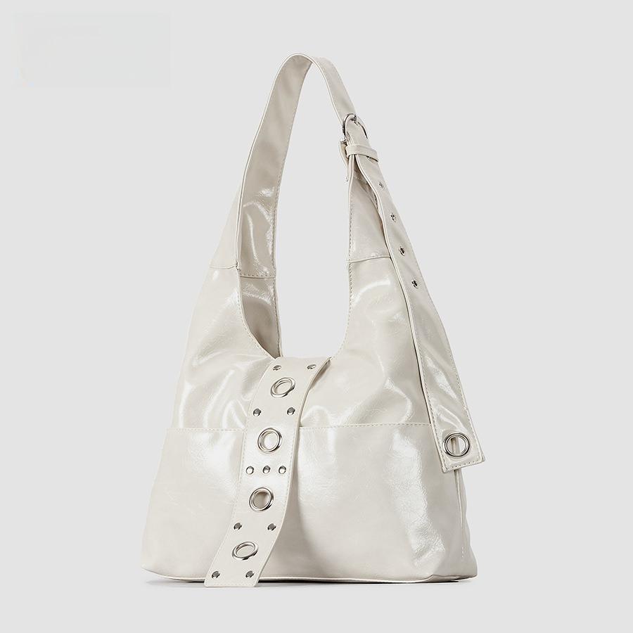 Women Top Handle Shoulder Bag Personality Rivet Satchel Tote Hobo Handbag Purse Bag 27x24x8cm