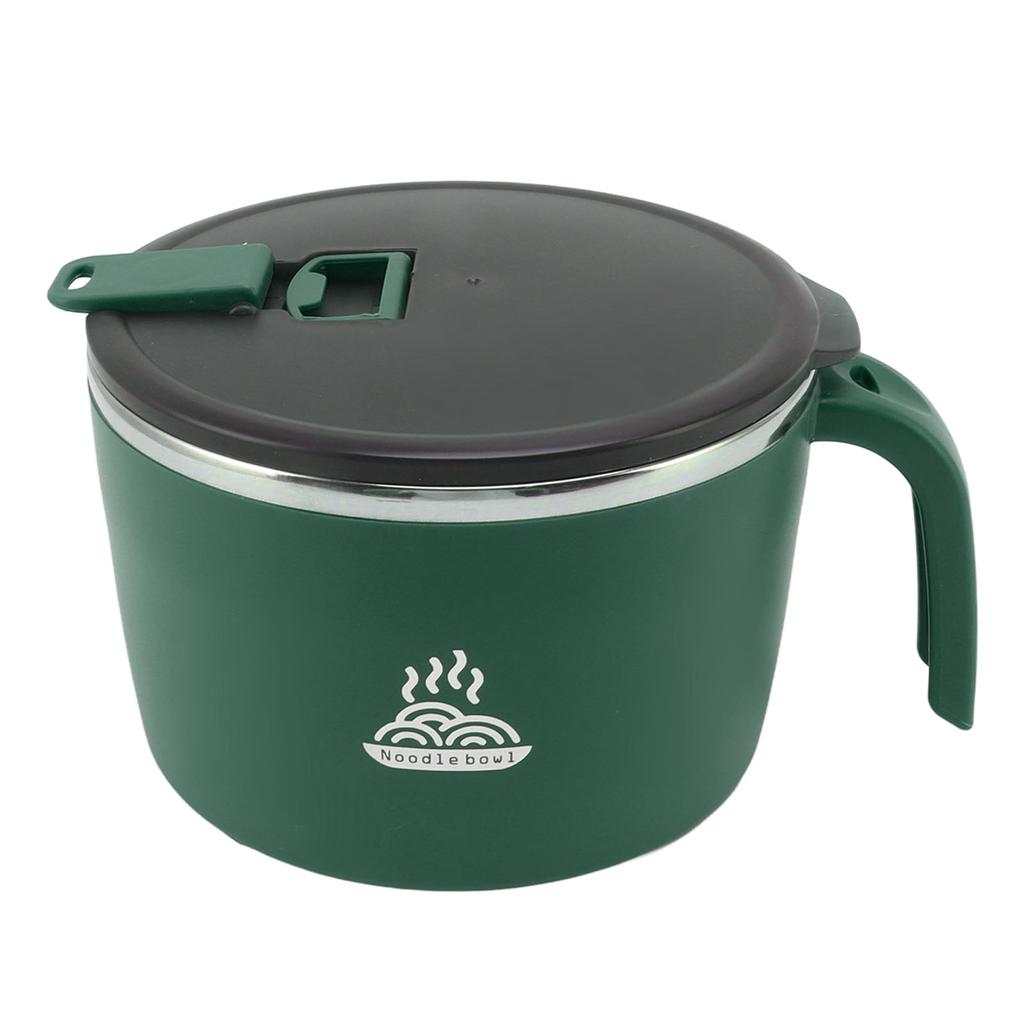 Stainless Steel Instant Noodle Bowl Seal Drain Soup Mug with Lid Phone Holder for Dormitory Office