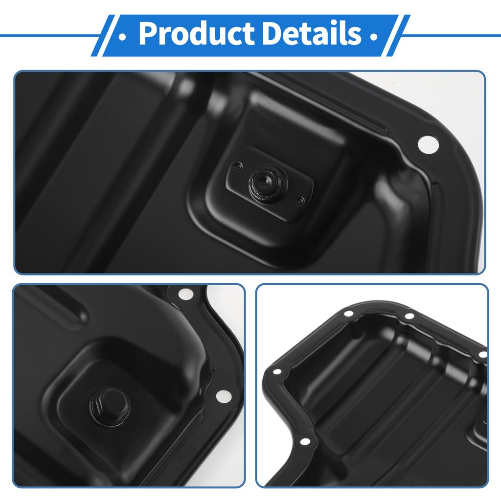 UXCELL No.1210224020 Engine Oil Pan Oil Pan Sump Transmission Oil Pan for Toyota RAV4 2019-2023 Aluminum Alloy Black