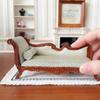 Miniature Chaise Longue 1:12 Scale Upholstered Couch with Pillow for