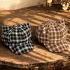 Autumn and winter Japan and Korea retro hat women's plaid simple versatile octagonal hat literary and sweet commuter newsboy hat