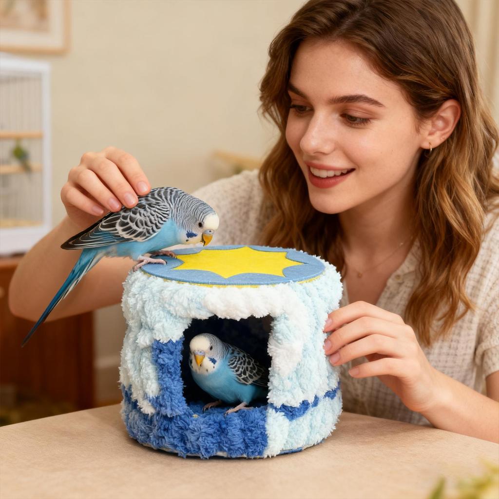 Bird Bed For Cage Cute Winter Plush Hammock Cylinder Parakeet Nest Warm Bird Bed For Parrot Cockatiel Conure Lovebird Finch
