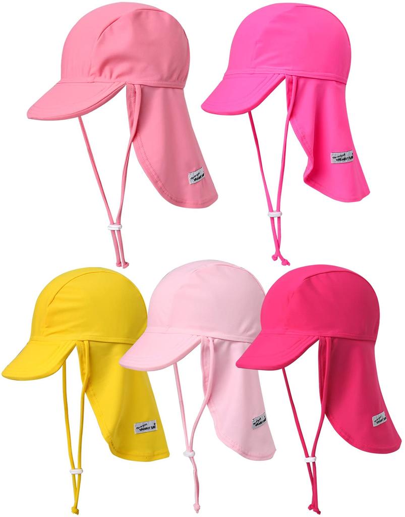 Baby Badeanzug Sonnenschutz UV-Schutz Nackenschutz Kappe Hut Neonpink L [Vaenait Baby] Kinder