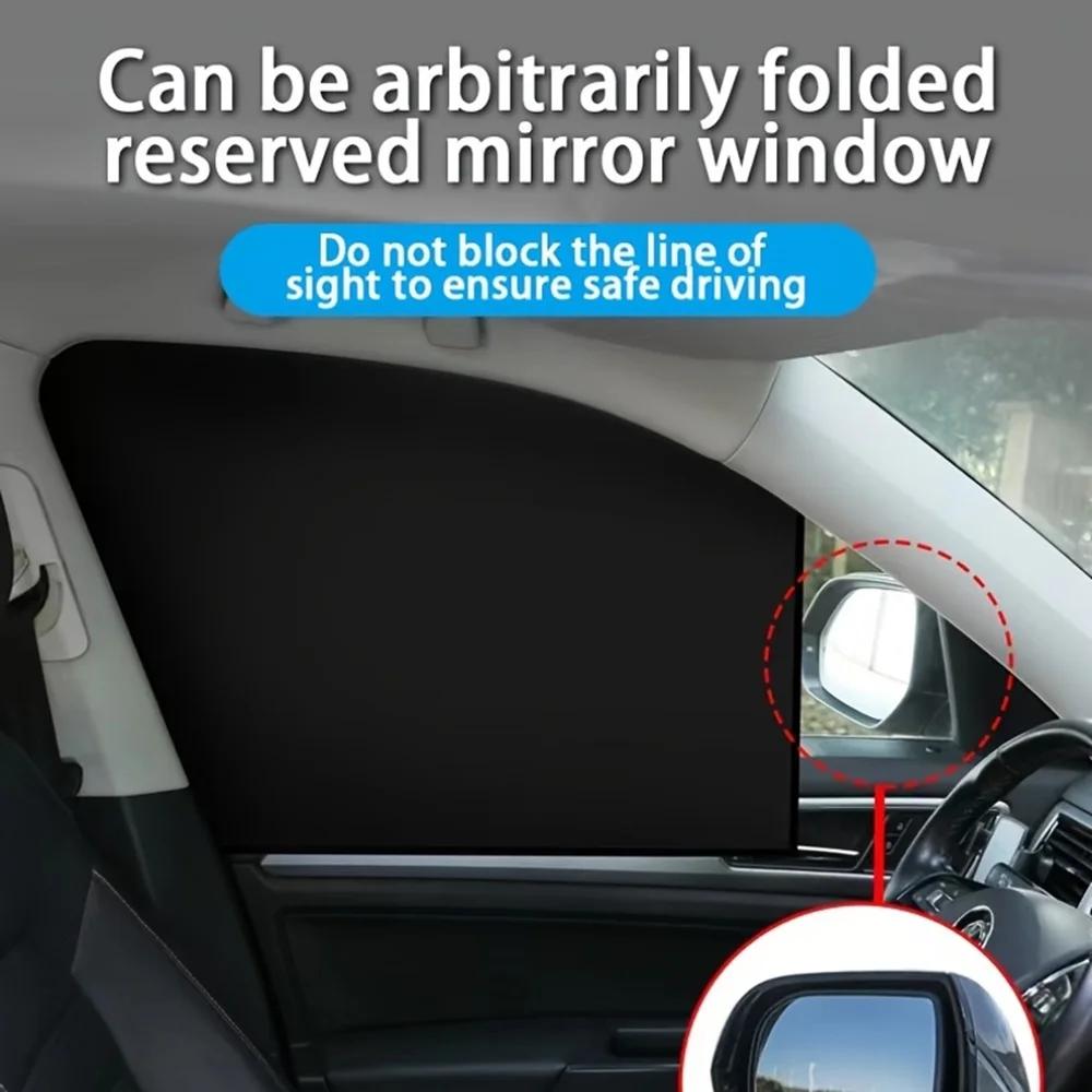 Car Sunshade Curtains - Universal Side Window Shades Foldable Magnetic for Front Rear Summer Protection