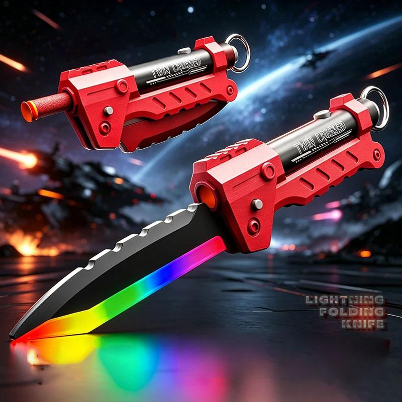 Bright Sword Outdoor Toy Folding Ejection Multi-Color Shooting Soft Bullet Cosplay Sword Party Family Interactive Toy For Adult
