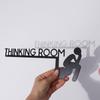 Black Thinking Room Wall Mount Sculpture Metal Decorative Door Frame Pendant Toilet Door Sign  Home