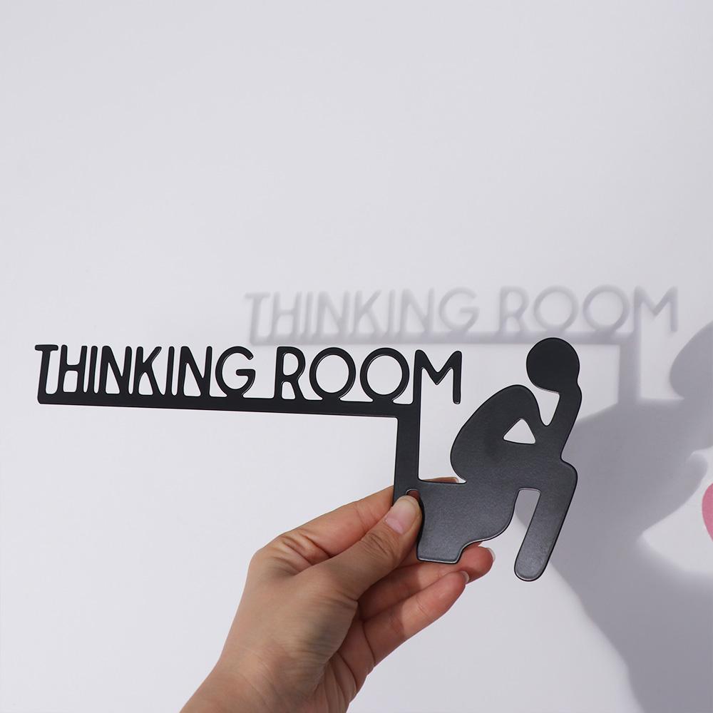 Black Thinking Room Wall Mount Sculpture Metal Decorative Door Frame Pendant Toilet Door Sign Home