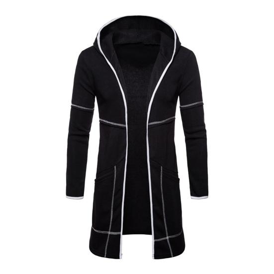 Hooded Long Sleeve Male Jacket Autumn Winter Windproof Solid Color Pockets Cardigan Jacket