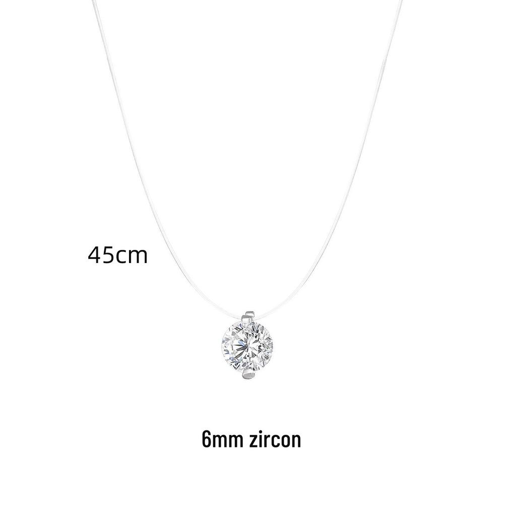 S925 Sterling Silver Moissanite Mermaid's Tear Necklace - Elegant Invisible Fishing Line Design for Women