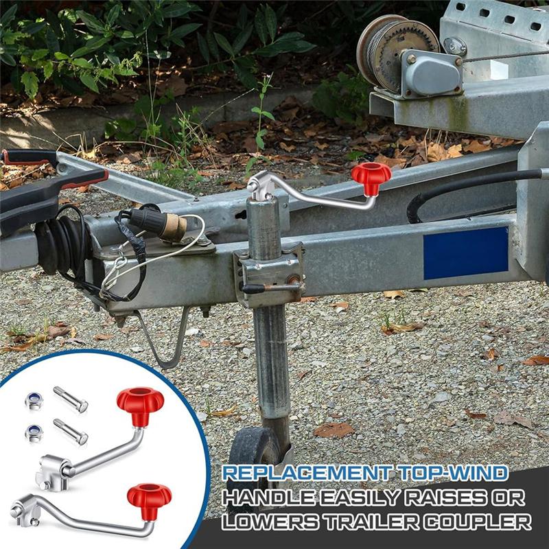 2 Sets Of Universal Trailer Plug Handle Replacement Plug Crank Suitable For Most Trailers, With Bolt Nut Washer-A87Q
