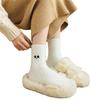 Thickened Mink Velvet Socks Cartoon Expression Carpet Socks Fashion Fluffy Floor Socks  Girls