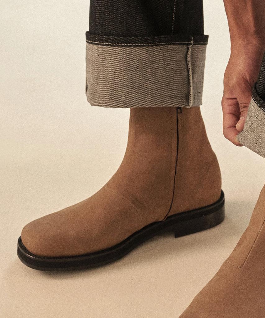 Firenze Atelier [Vibram] Nobo_Bold Shape Hidden Zip-Up Boots 3500 [Beige Nubuck]