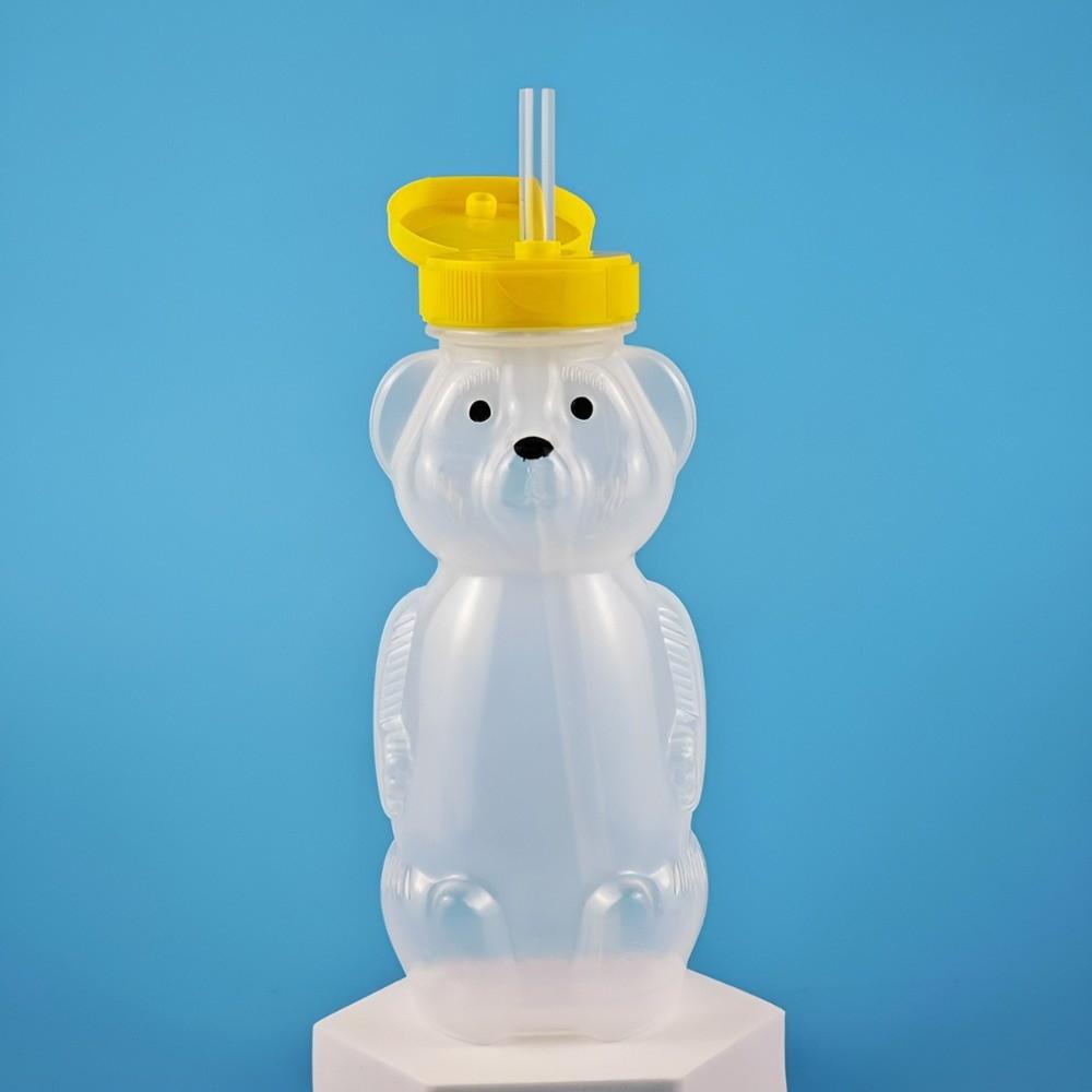 With Flexible Straws Honey Bear Straw Cup Cartoon Spill Proof Cup Leak Resistant Cup  For Babies