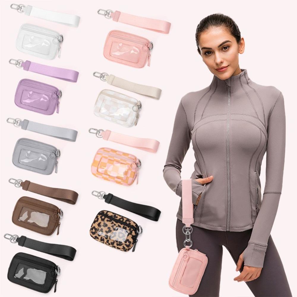 Lightweight Portable Keychain Wallet WaterProof With Clear ID Window Wristlet Bag Card Wallet Pouch
