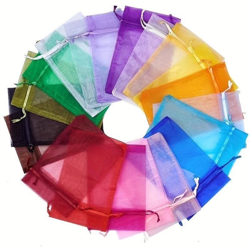50pcs  Transparent Organza Gift Bags with Drawstrings | Random Colors, Preferred for Weddings, Parties, and Valentine's Day