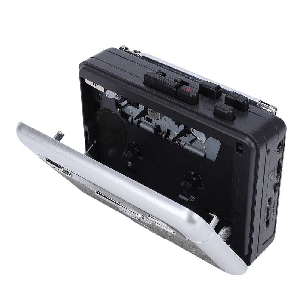 Cassette Player AM FM Radio Retro Cassette Tape Player Recorder with Digital Clock Timer Built In Mic Speaker Battery Operated Or   Powered