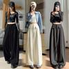 Women's Spring 2026 High-Waisted Lace-Up Wide-Leg Pants - Slimming, Casual, Floor-Length Scythe Style