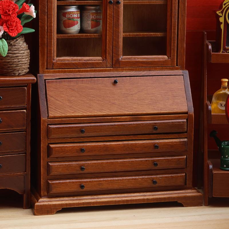 1 Set Display Cabinet Ornament 1/12 Miniature Dining Table And Chairs Kit For Dollhouses Diy Toy Food Playhouse Furniture Model