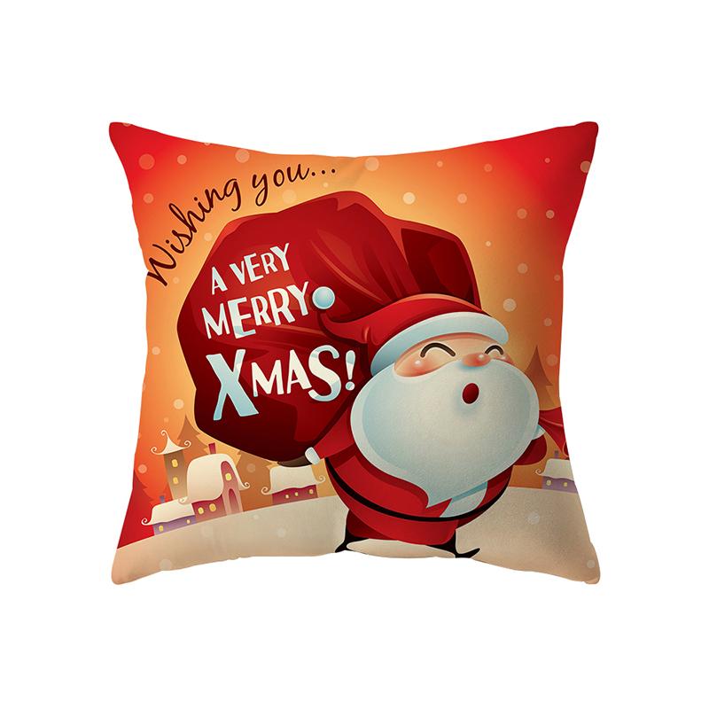 Merry Christmas Santa Claus Print Pattern Cushion Cover Home Living Room Sofa Decoration Square Polyester Pillow Pillow Cover