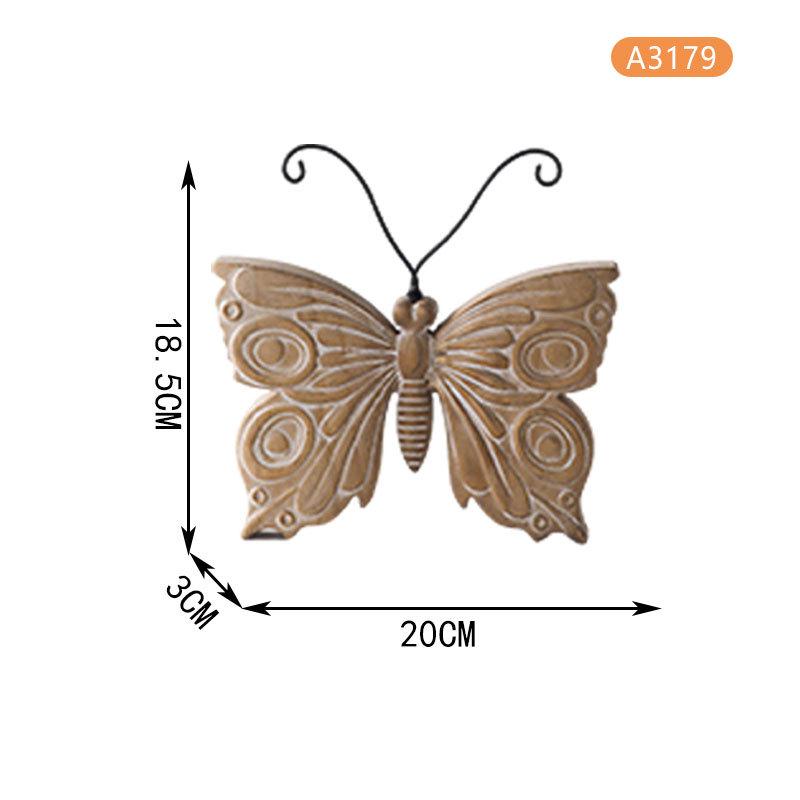 New Chinese Solid Wood Carving Festival Decoration: Wabi-sabi Retro Butterfly Desktop Ornament