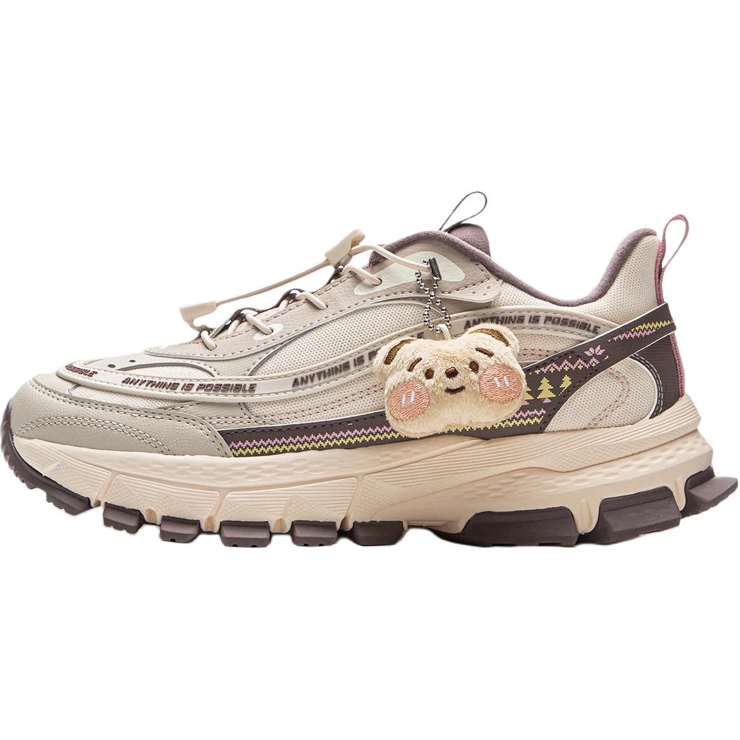 

Li Ning Детская спортивная серия Qiyue 2 Модные удобные универсальные повседневные кроссовки Детские повседневные кроссовки Бежевый YKCV160-4 35