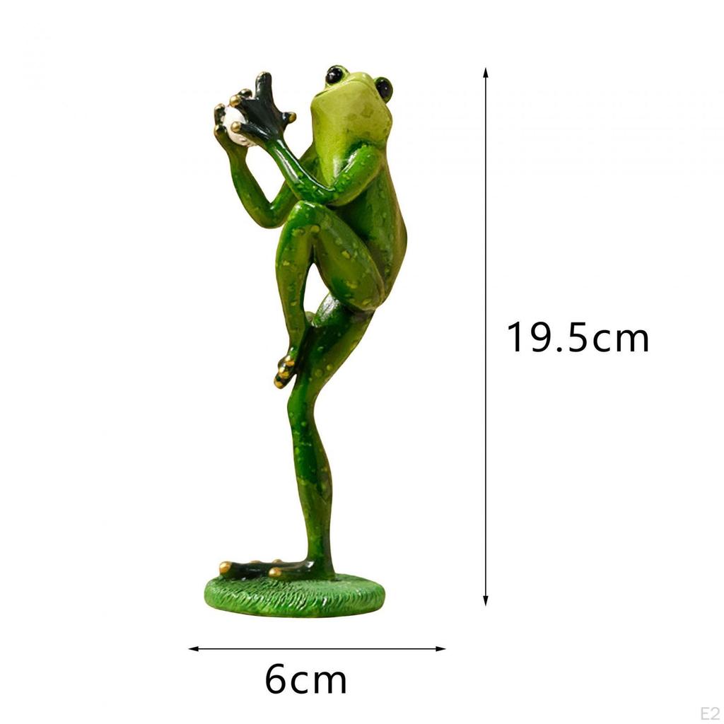 Frog Garden Statue Animal Sculpture Bedroom Ornament Birthday Gift Resin Figurine Desk Figure for