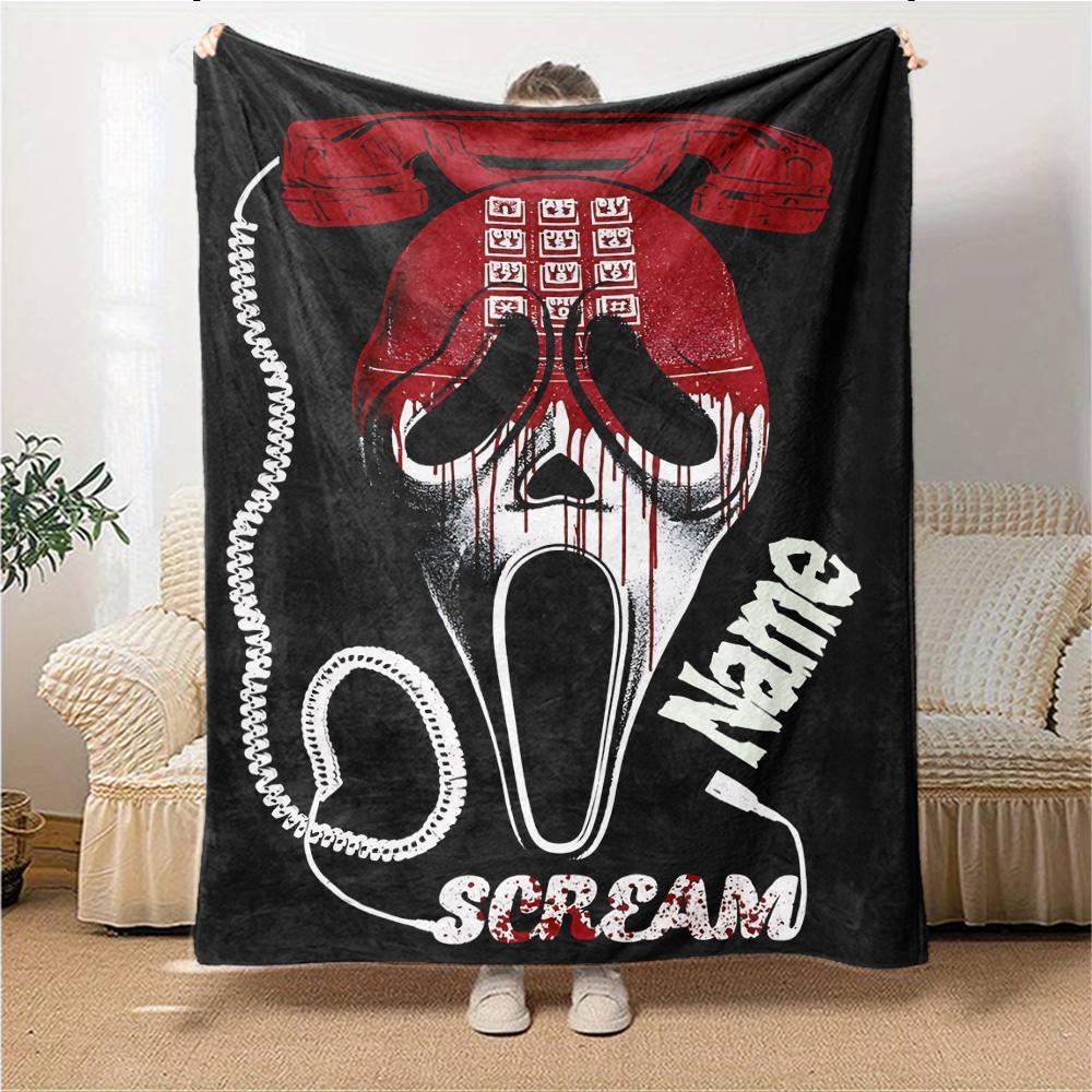 Custom Name Horror Movie Mashup blanket for Couch & Bed, Plush Cozy Fuzzy Blanket Super Soft & Warm Blankets for Fall and Winter. 0908133