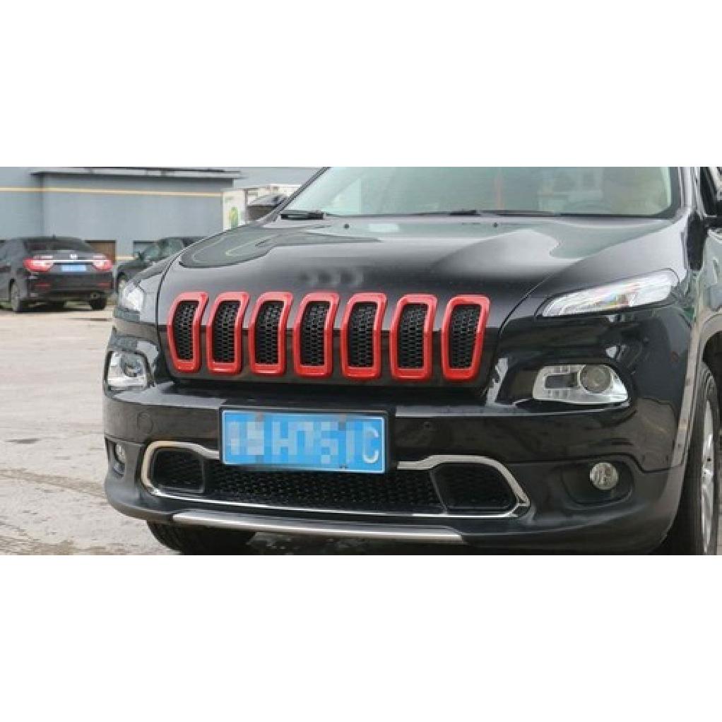 Auto Frontgrill Einsatz Netzgrill Abdeckung Zubehör für Jeep Cherokee 14+ Rot