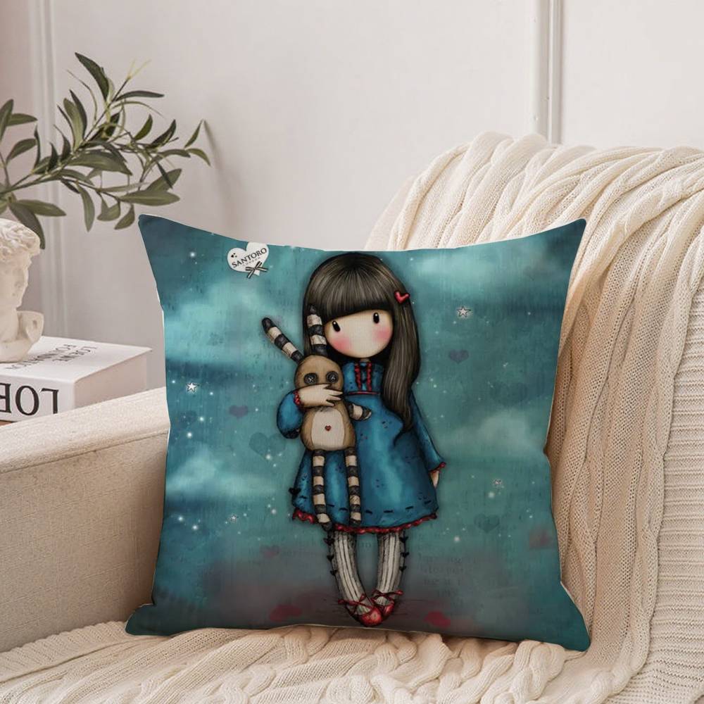 S-Santoro G-Gorjuss Art Pillow Case Home Decor Throw For Sofa Bed Car Room Decor Gift Idea