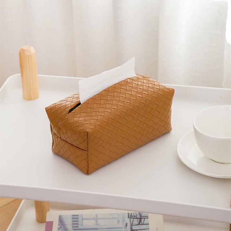 Luxury Leather Woven Tissue Box