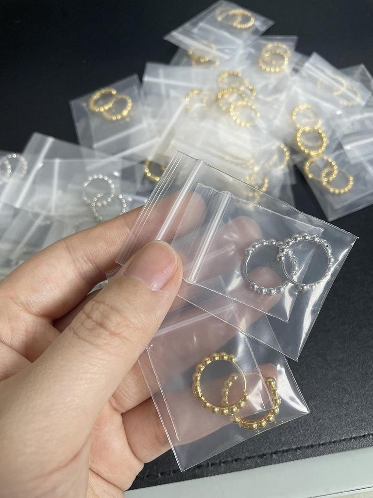 French Retro INS Style Commuting Earrings: Gold & Silver Titanium Steel with Small Round Beads