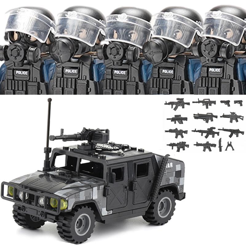 Polizia Cittadina Cina Forze Speciali Blocchi di Costruzione Soldato d'Assalto Figure SWAT Maschera Difesa Gas Armi Militari Mattoncini Giocattoli Bambini