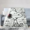 Snoopy Listen to music Blankets Fleece Spring Autumn Cartoon  Multifunction Super Warm Throw Blanket for Home Plush Thin Quilt