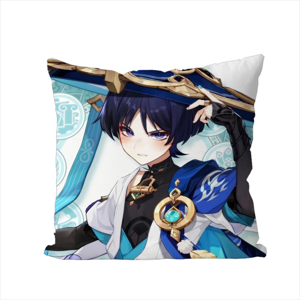 Genshin Impact Wanderer Pillow Case For Car Sofa Decorative Home Doublesided Print Plush Square Throw Pillow Cushion Cover