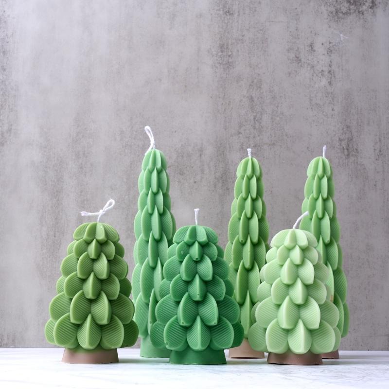 Christmas Tree Shape Silicone Mold for Making Candle Soap Christmas Pillar Candle Silicones Mould For Holiday Decoration