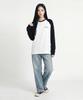 Kikimimi Raglan Ribbed Long Sleeve Kitty Small Logo T-Shirt (White)