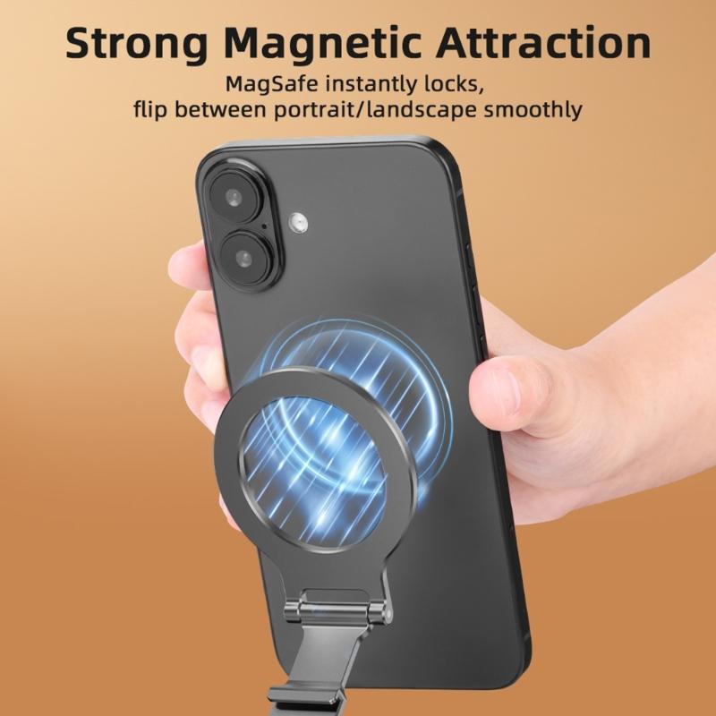Portable Magnetic Phone Mount Foldable Carabiner Clip Adjustable Angle Strong Aluminum Mobile Brackets for Phone Use