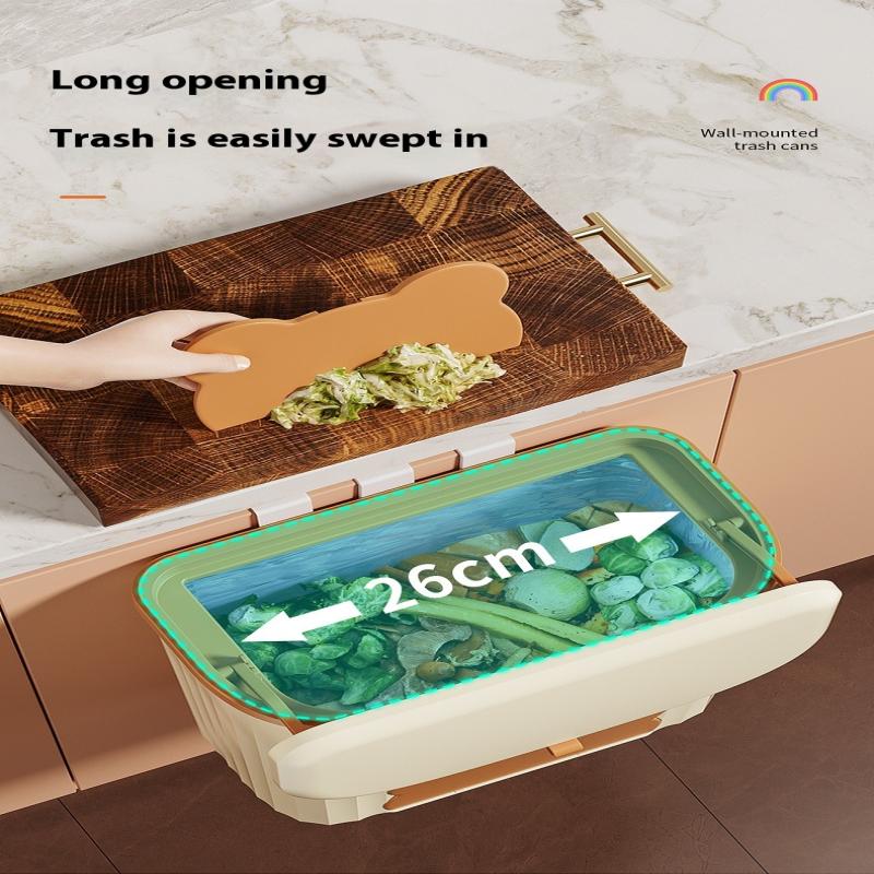 Kitchen Wastebasket Wall Mounted Trash Can With Lid Bathroom Trash Bin Garbage Can For Cabinet Under Sink Compost Bin