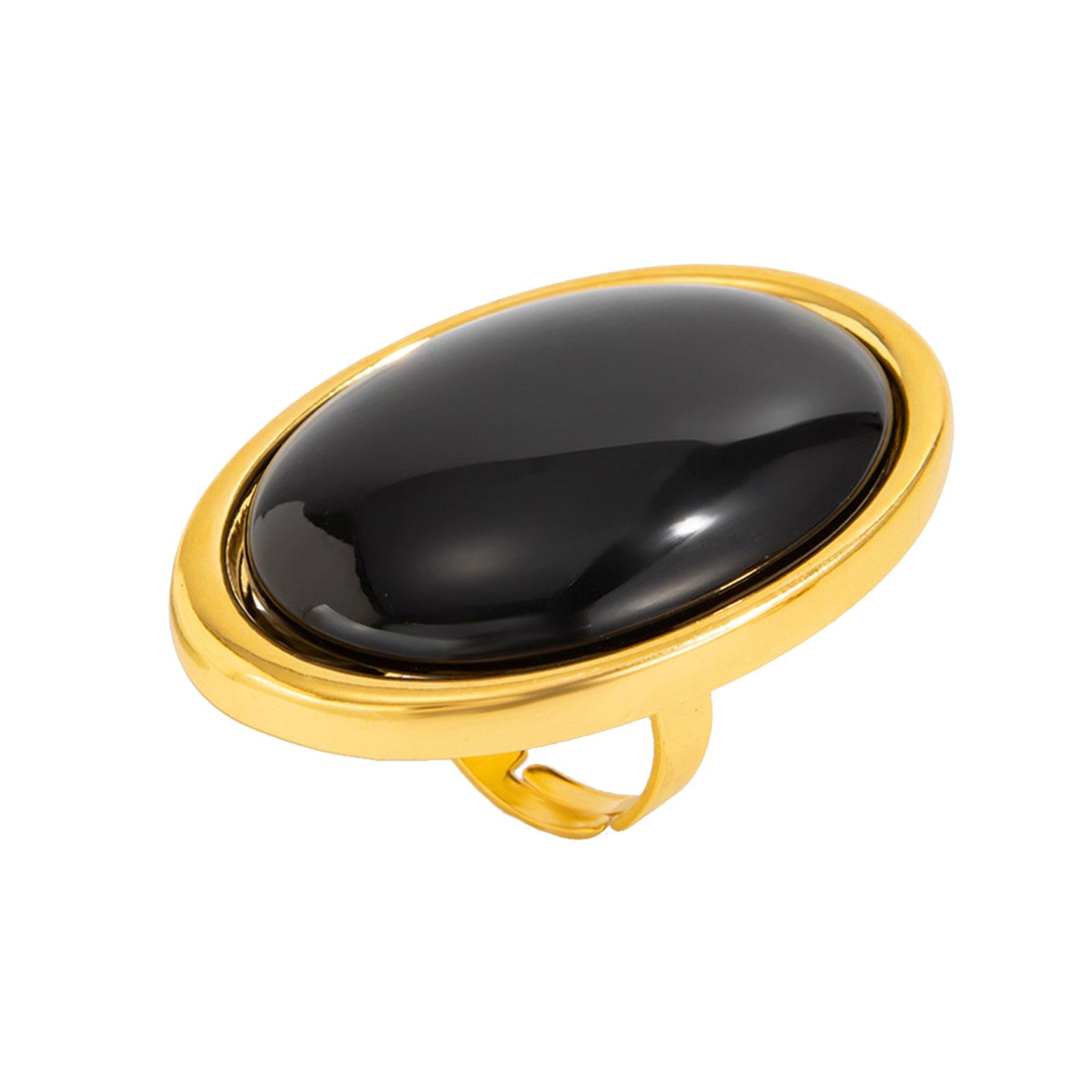 

Elegant Resin Rings with Oversized Gemstones Vintage Inspired Geometric Pattern Fashion Accessory чорний