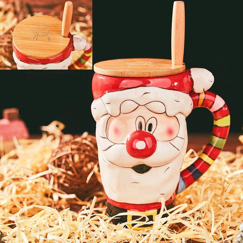 

Креативная расписанная вручную керамическая кружка, большая мультяшная кружка, милая кружка для воды, кружка с изображением Санта-Клауса