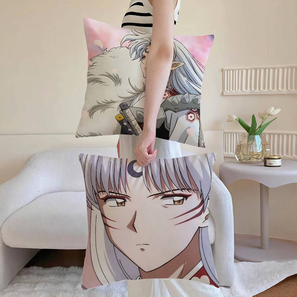 Anime Cool l-Inuyasha-MT Sesshomaru Pillow Case Printed Brushed Fleece Pillow Baby Skin-Touch Eco-Friendly Dye-Sublimat