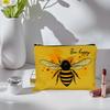 A Bee Printed Patterned Makeup Bag- Multifunctional Zipper Pouch, Jewelry Storage Bag, Perfect Travel Zipper Small Storage Bag.